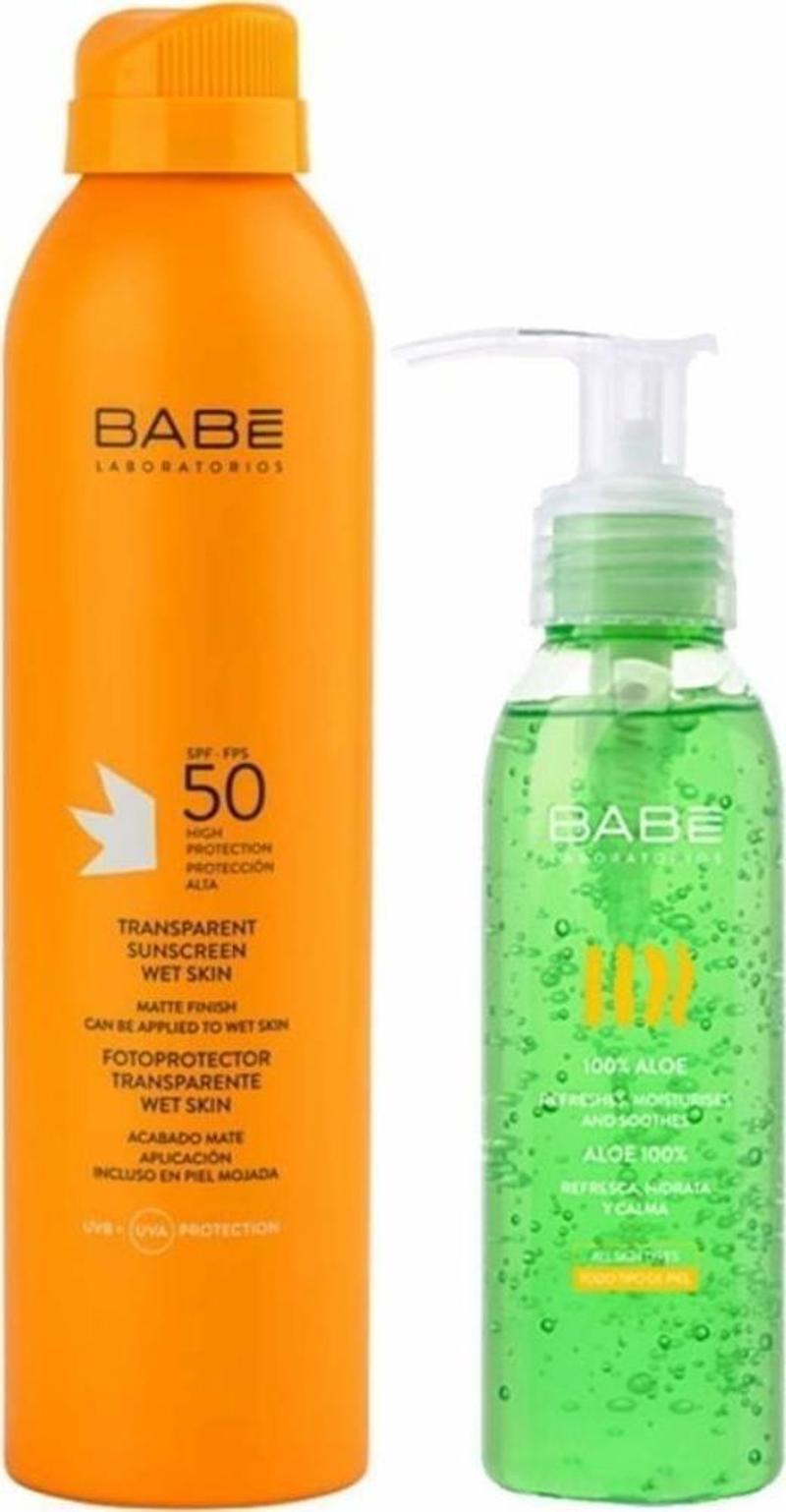 Babe Transparan Güneş Spreyi SPF50 200 ml ve Aloe Jel