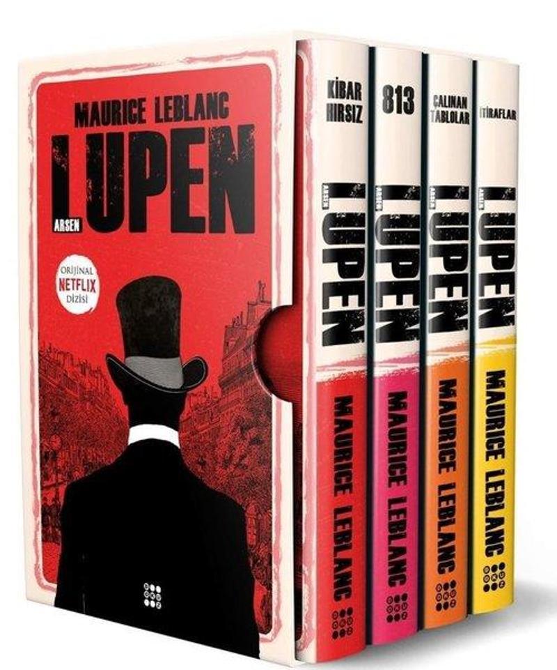 Dokuz Yayınları Arsen Lüpen Kutulu Kırmızı Set - 4 Kitap Takım - Maurice Leblanc