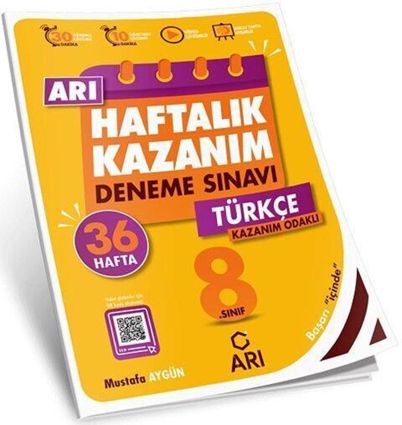 8. Sınıf Türkçe Haftalık Kazanım Denemeleri Arı Yayıncılık