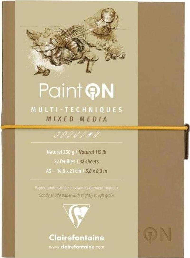 Paint'On Multi-Techniques Karışık Teknik Blok Suni Deri Naturel Kapak 250 gr. 32 Yp. A5