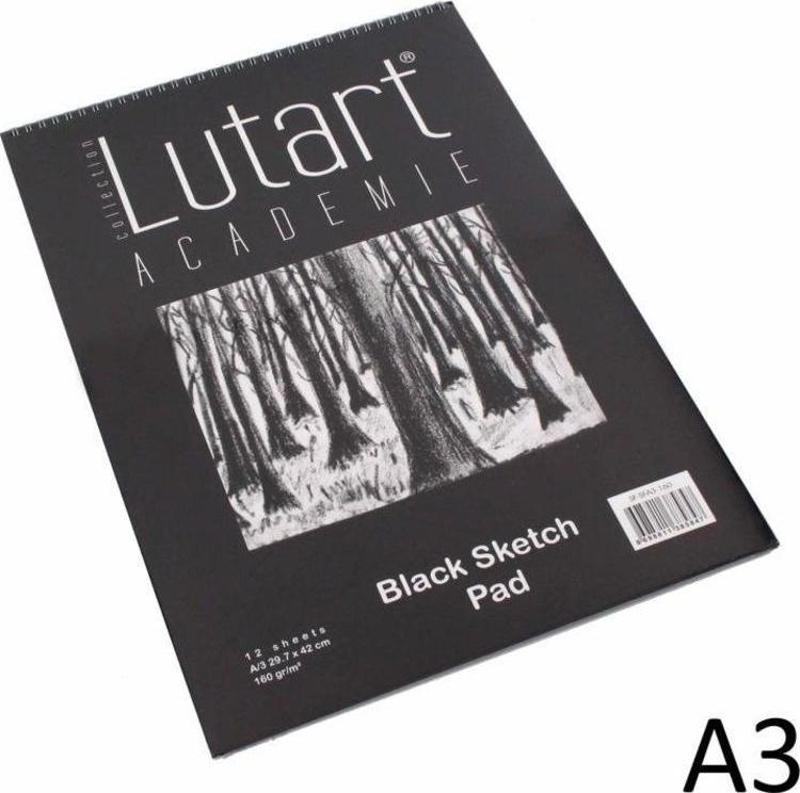 Black Sketch Pad Siyah Çizim Bloğu 160 gr. 12 Sayfa A3