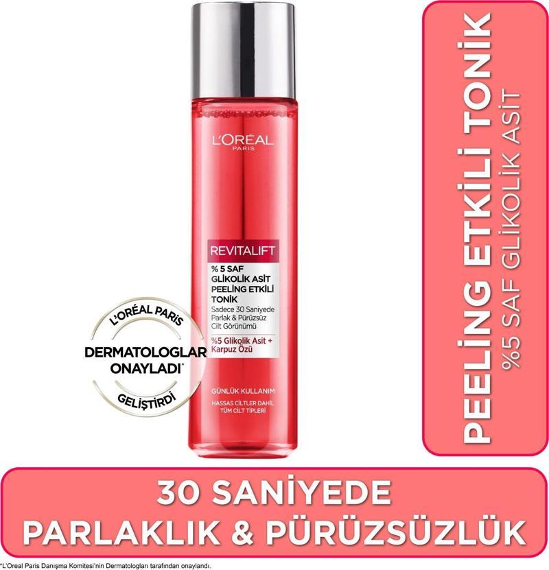 Revitalift Parlak&Pürüzsüz, Koyu Leke Karşıtı Peeling Etkili Tonik, %5 Saf Glikolik Asit 180 ml