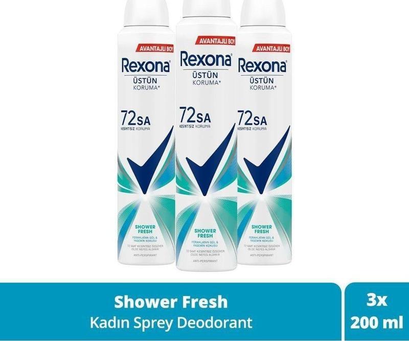 Kadın Sprey Deodorant Shower Fresh 72 Saat Kesintisiz Üstün Koruma 200 ml X3