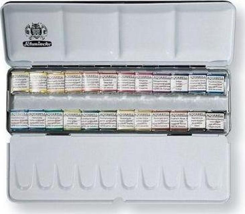 Horadam Aquarell Taş Sulu Boya 1/2 Tablet 24 Renk Metal Set