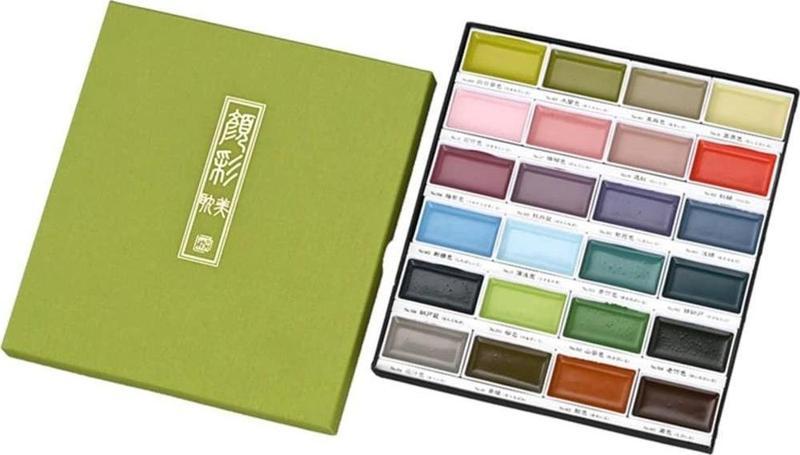 Kuretake Gansai Tambi Profesyonel Japon Sulu Boya 24 Renk Set 2 (Pastel Renkler)