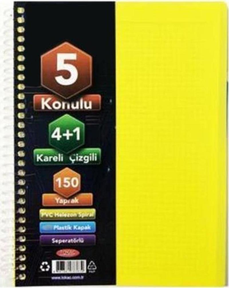 4 Kareli + 1 Çizgili Ayraçlı Defter  A5 150 Yp.