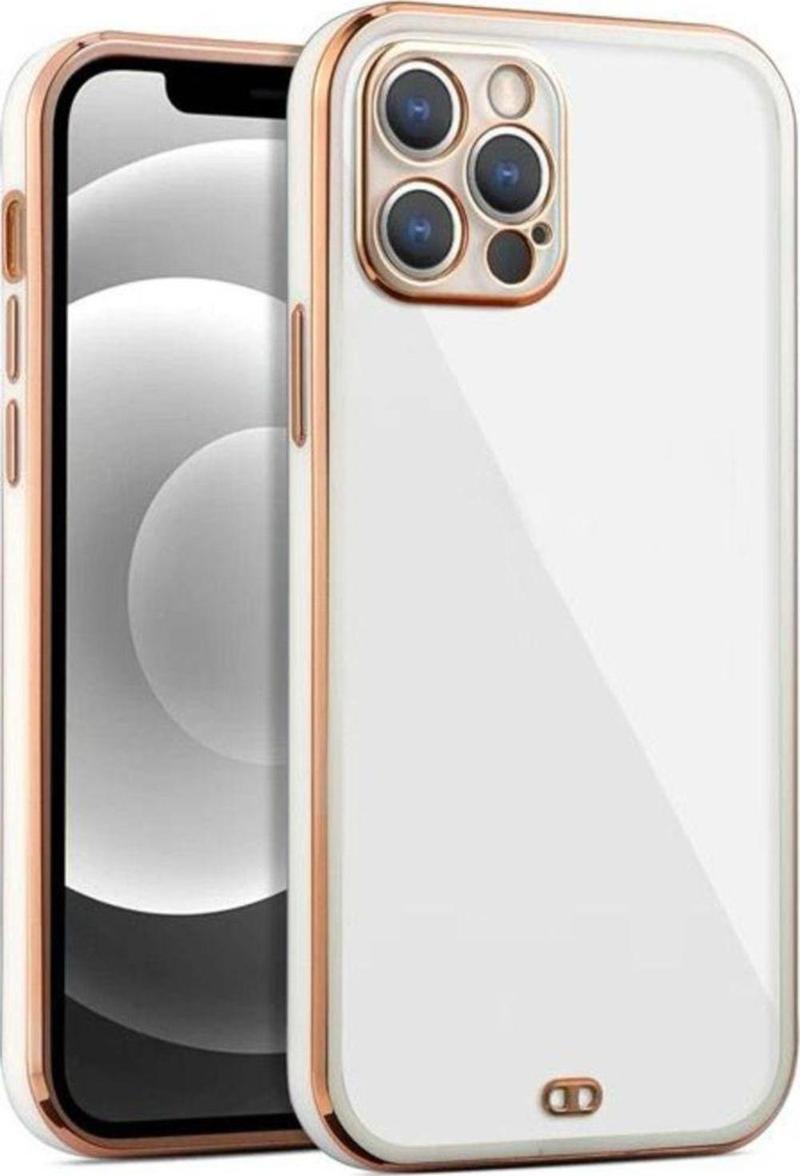 İphone 13 Pro Max Arka Kapak Kılıf Beyaz Kenarlı Rose