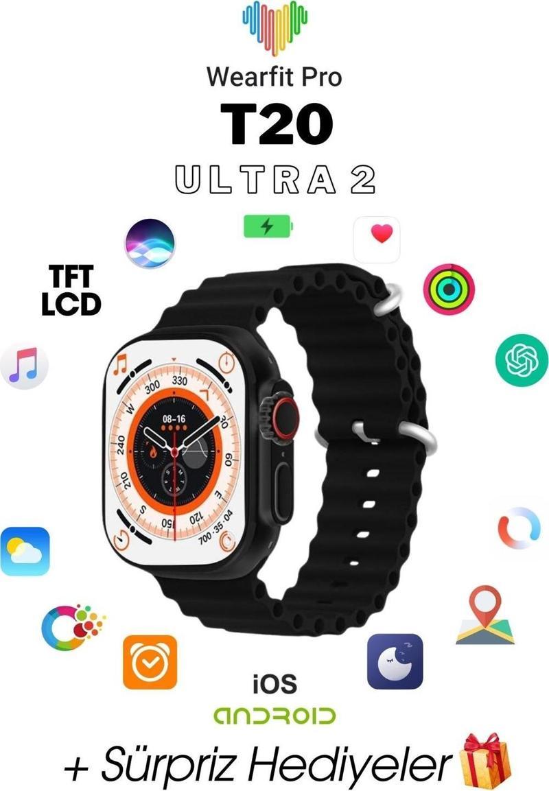 T20 Ultra 2 Akıllı Kol Saati Smart Watch Model:İnç 49 Mm Tft Ekran (Siyah)