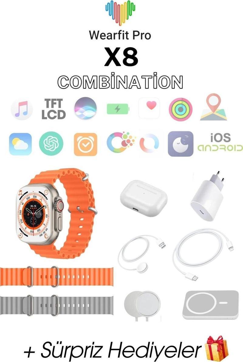 X8 Combination Akıllı Kol Saati Smart Watch Model:İnç 49 Mm Tft Ekran (Gri)