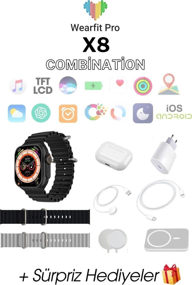 X8 Combination Akıllı Kol Saati Smart Watch Model:İnç 49 Mm Tft Ekran (Siyah)