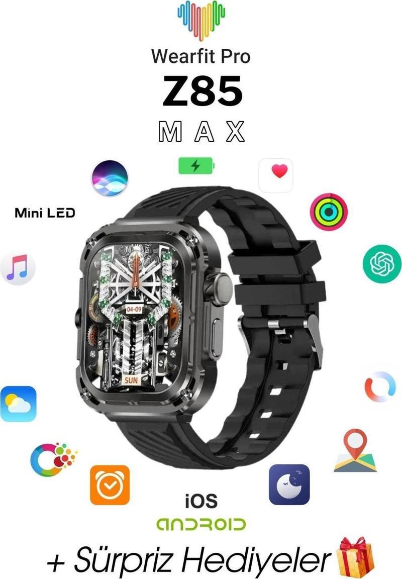 Z85 Max Akıllı Kol Saati Smart Watch Model:İnç 51 Mm Miniled Ekran (Gri)