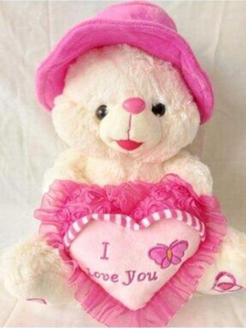 Şapkalı -ı Love You- Pembe Ayı 39 cm skradapelus162