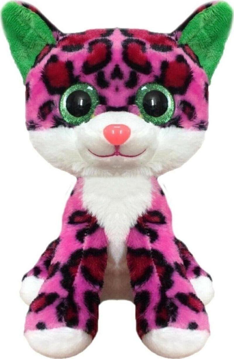 Sevimli Camgöz Pembe Peluş Kedi 25 Cm Leopar--skradapelus114