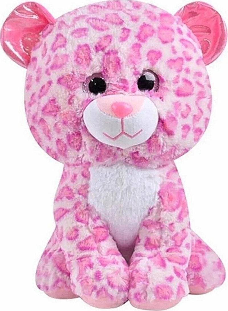 Sevimli Pembe Peluş Leopar Panter Kedi 17 Cm