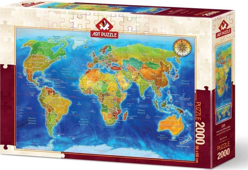 2000 Parça Puzzle Jeopolitik Dünya Haritası 5496