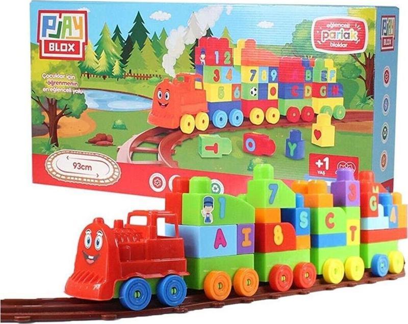 Playblox Tren Seti 77 Parça Sayılar ve Alfabe Treni Parlak Renkler Mega Blok Seti 2397