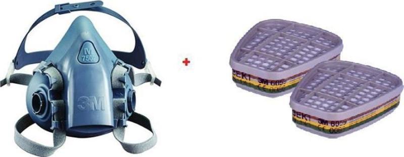 7502 Yarım Yüz Maskesi (Orta Boy) +3M 6059 Abek1 Filtre