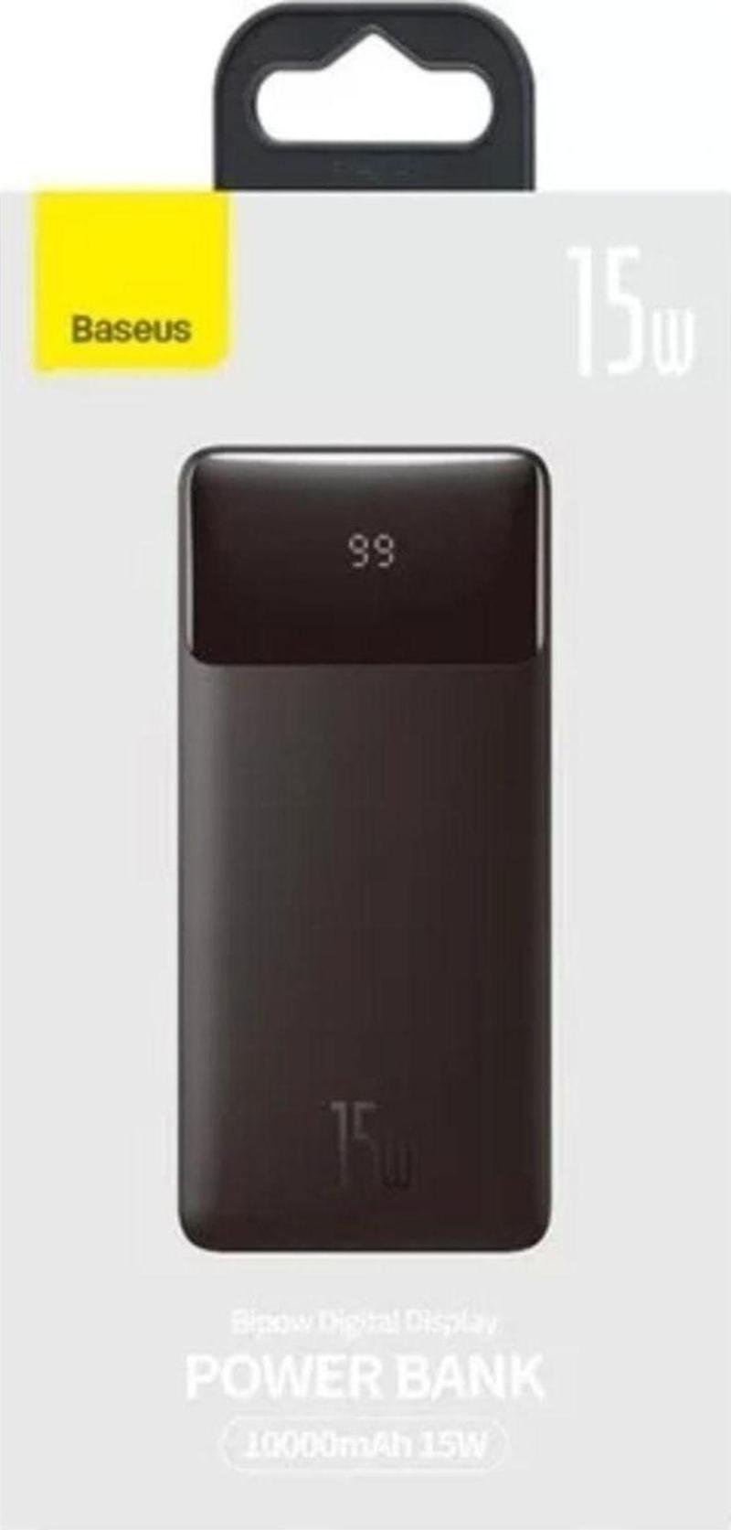 Baseus Bipow Dijital Ekranlı 15W 10.000 Mah Powerbank Siyah
