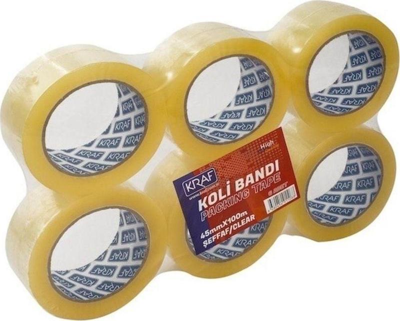 6 Adet Şeffaf Koli Bandı 45 Mm X 100 Mt