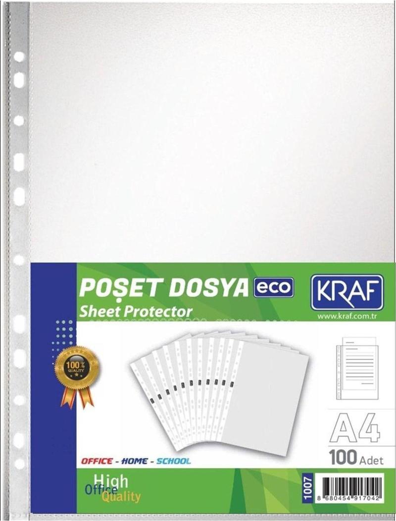 Eco Poşet Şeffaf Dosya A4 100 Lük