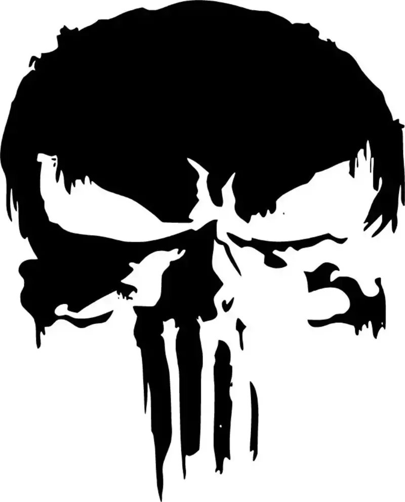 Alevli Punisher Sticker (Oto-Motor-Laptop-Duvar-Dekor) 10 x 12 cm