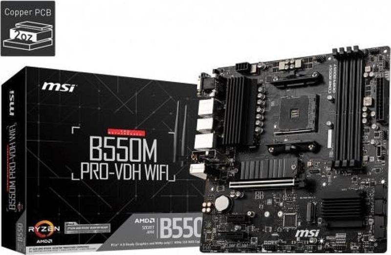 B550M PRO-VDH DDR4 M2 PCIe NVME HDMI DP PCIe 16X v4.0 AM4 mATX