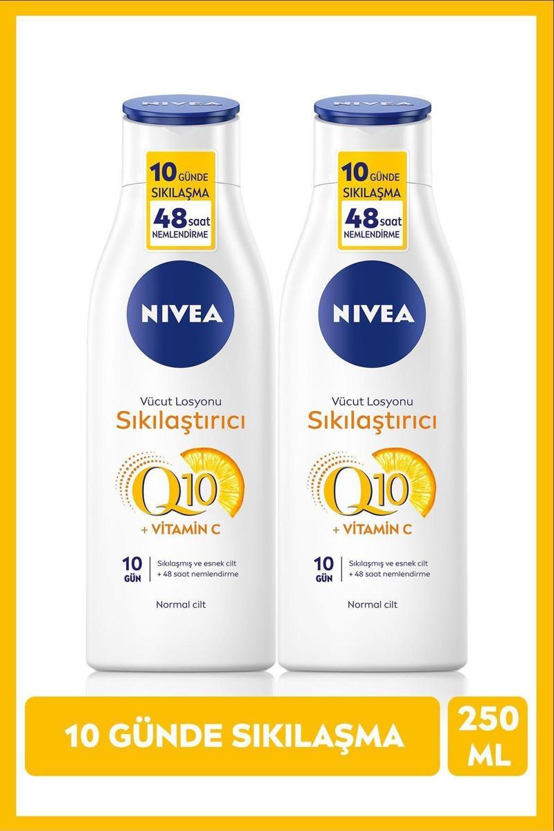 Q10 Sıkılaştırıcı ve C Vitaminli Vücut Losyonu 250 ml, 48 Saat Nemlendirici, X2 Adet