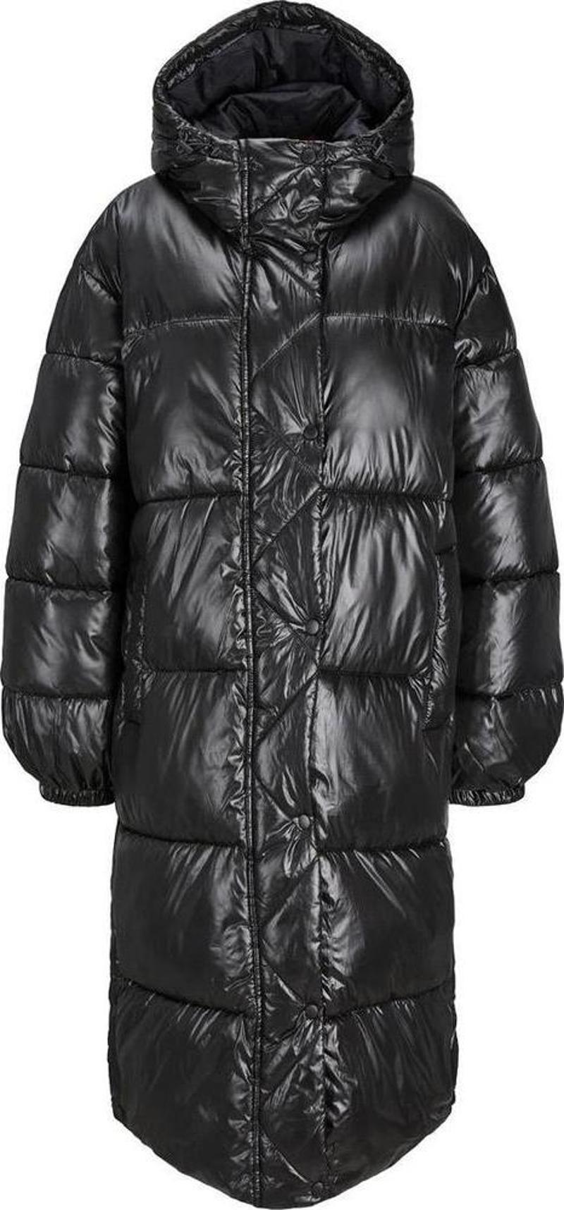 12236546 Jxpearl Shine Puffer Long Jacket Siyah