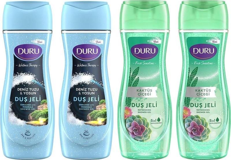 Duş Jeli 450 ml 4 lü Karma Set / Deniz Tuzu & Yosun ve Kaktüs Çiçeği