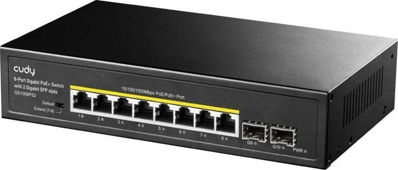 Gs1008Ps2 8 Port 10/100/1000 Yönetilemez 2 Sfp (1Gb) Desktop (8 Port Poe+) 120W Switch