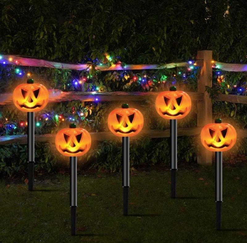 Bal Kabağı Kazıklı Solar LED Işık, Cadılar Bayramı Güneş Enerjili Hallowen Zemin Yürüyüş Yolu Işığı