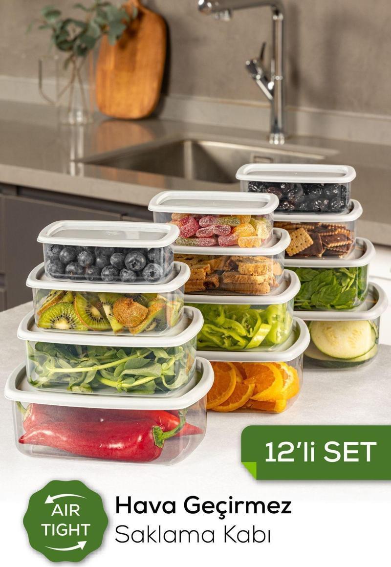 12li Hava Geçirmez Saklama Kabı Seti Gri 3x(250-500-750-1200 ML)