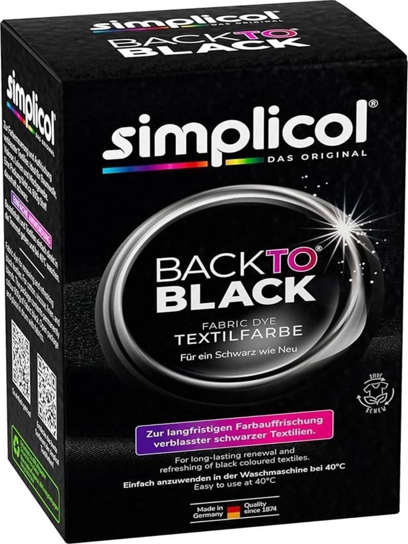 Simplicol "Back To Black" Siyah Toz Tekstil Boyası ve Renk Canlandırma Kiti 400gr