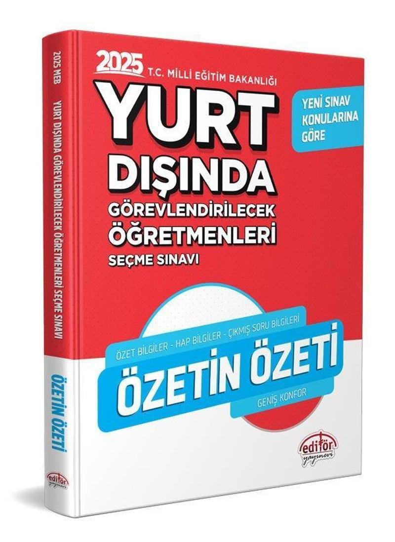 2025 MEB Yurt Dışında Görevlendirilecek Öğretmenleri Seçme Sınavı Özetin Özeti Editör Yayınları