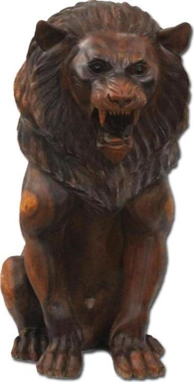Ahşap Maun Ağacı Aslan Figürü 1.Metre