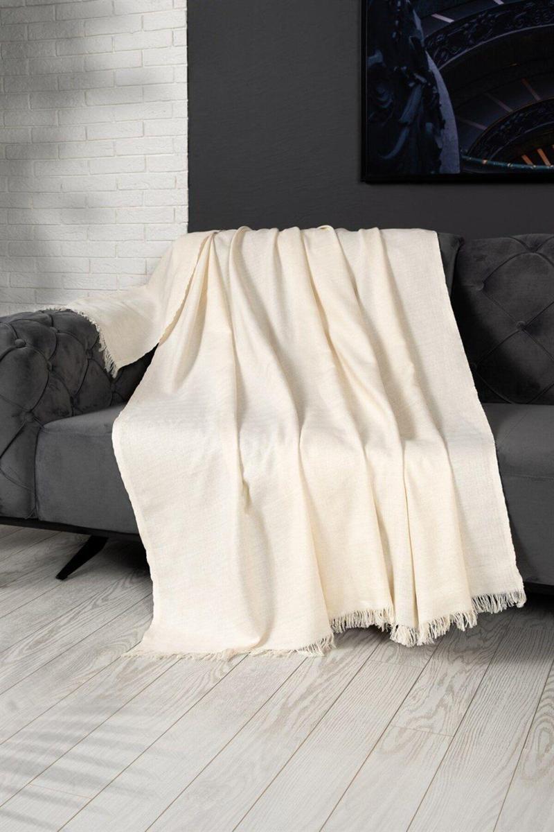 Naturel Koltuk Örtüsü 170x300 Cm - Dekoratif Koltuk Örtüsü - %100 Pamuk