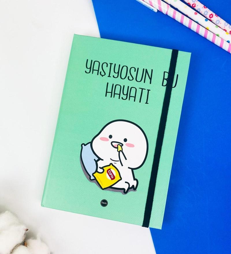 Yaşıyosun Bu Hayatı Tasarımlı Lastikli Defter	