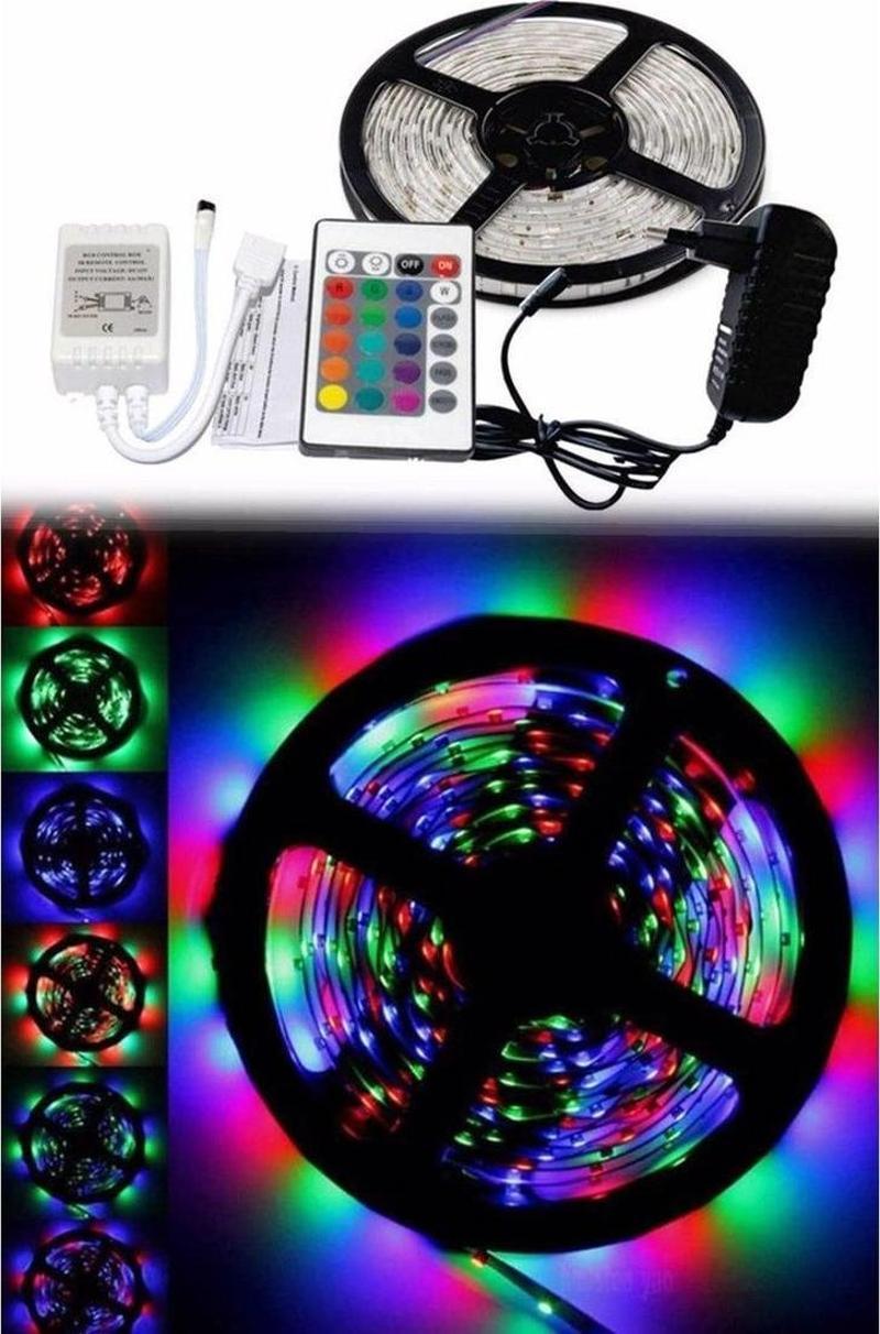 5 Metre Rgb Şerit Led Seti-İç ve Dış Mekan Silikonlu-Tak Çalıştır (2818)