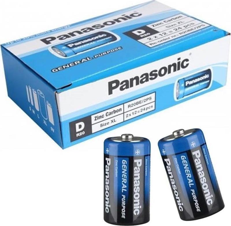 PANASONIC R20BE/2PS MANGANEZ BÜYÜK D BOY 24 LÜ PİL PAKET FİYATI (2818)