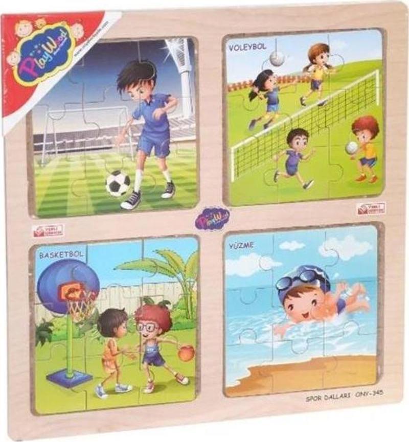 Ahşap Eğitici 4 lü Puzzle Spor Dalları Ony-345