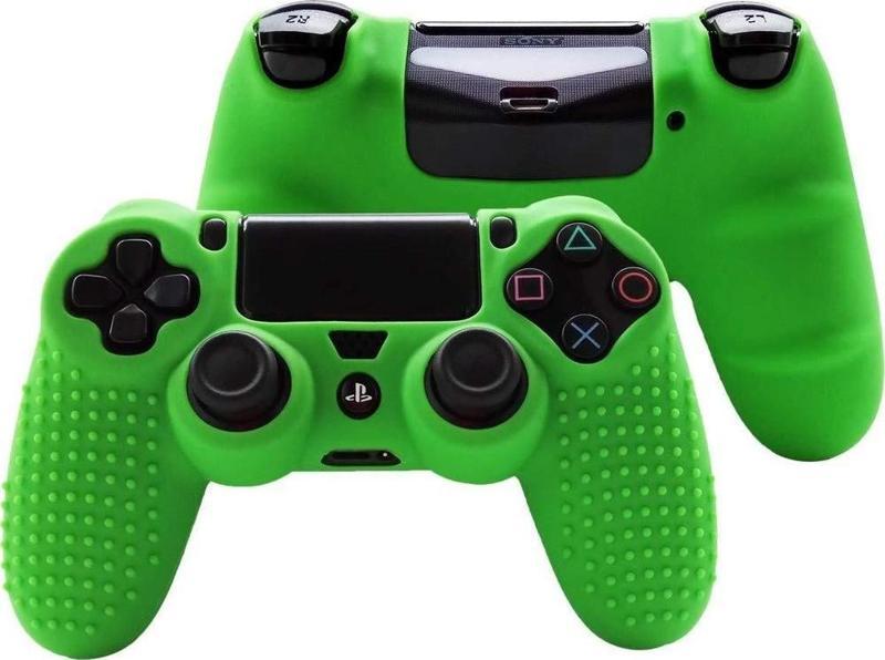 PS4 Controller Joystick Oyun Kolu Gamepad Uyumlu - Silikon Koruyucu Cover Yeşil