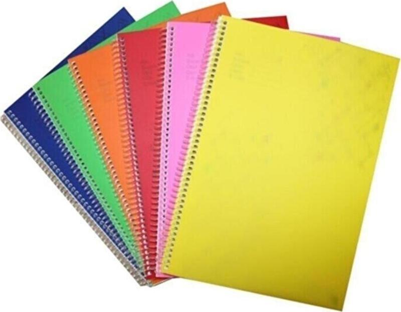 Spiralli Defter Plastik Kapak Kareli 72 Yaprak A4 Defter 72/4 (12 Adet)