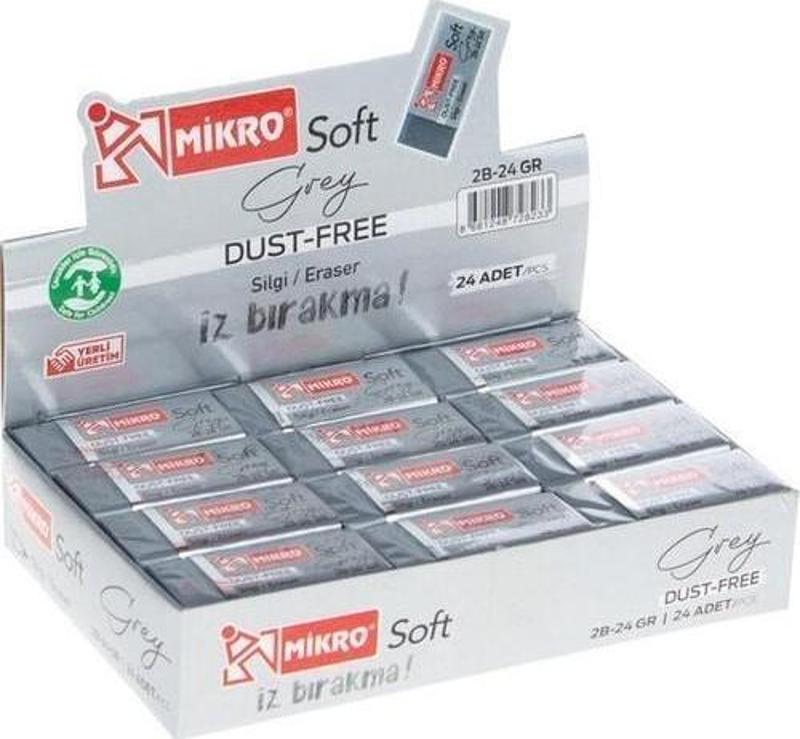 Silgi Soft Gri 2B 24 Adet Öğrenci Silgisi