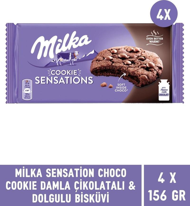 Sensations Choco Cookie Damla Çikolata ve Dolgulu Biküvi 156 gr - 4 Adet