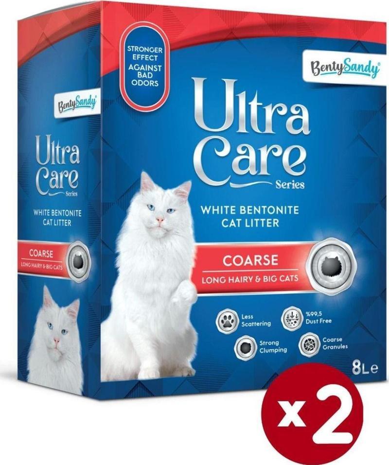 Ultra Care Series Büyük Ve Uzun Tüylü Kediler Için Iri Taneli Topaklanan Kedi Kumu 8lx2