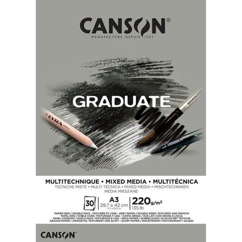 Canson Canson Graduate A3 Mix Media Blok Grey - 400110372