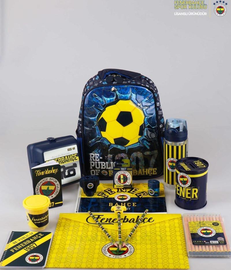 YENİ SEZON LİSANSLI FENERBAHÇE ANAOKUL ÇANTASI,BESLENME KABI,500 ML MATARA İLE FULL OKUL KIRTASİYE SETİ