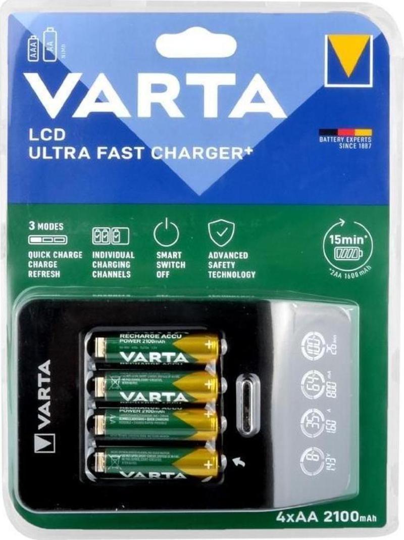 57685101441 LCD Ultra Hızlı Pil Şarj Cihazı 4x2100 mAh Pilli