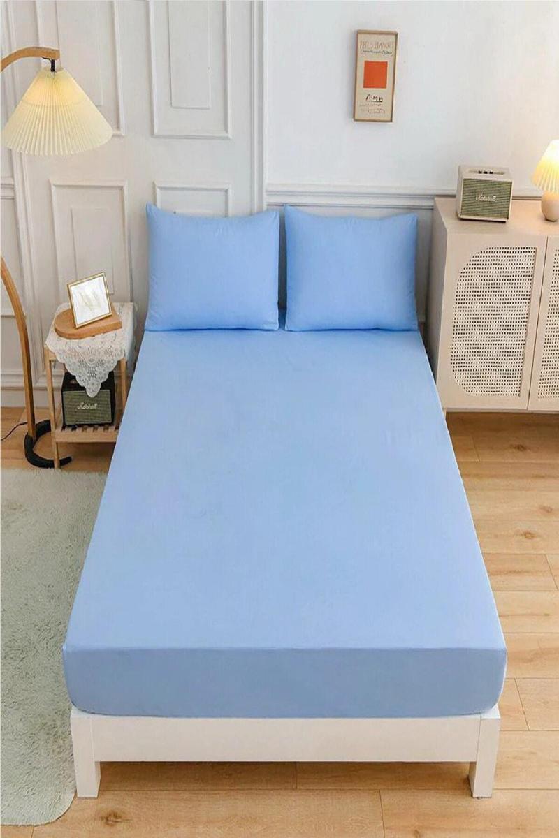 Çift Kişilik Penye Lastikli Çarşaf 150X200 Cm 2 Adet Yastık Kılıflı