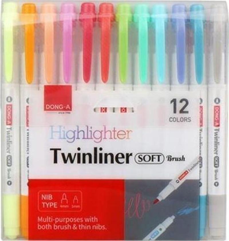 Twinliner Soft Fosforlu Brush Fırçalı 12 Adet Set